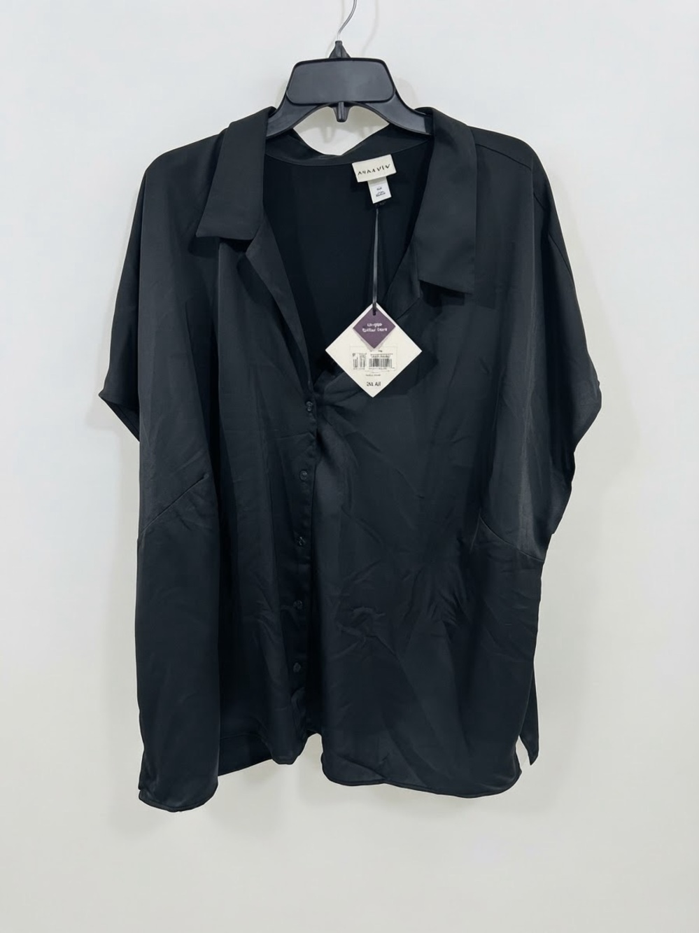 Ava & Viv Black Button-Down Short Sleeve Shirt - Size 3X (NWT)